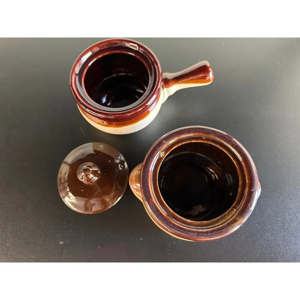 (2) Vintage Pottery Soup/Chili Bowls French Onion Soup Oven Baked Beans